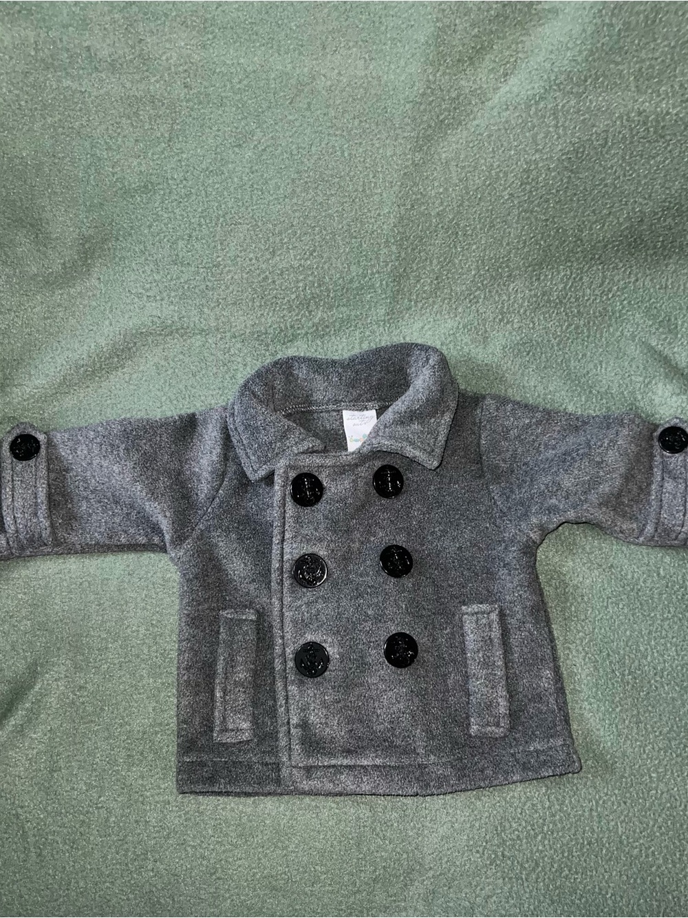 Starting Out Gray Double-Breasted Peacoat for Kids